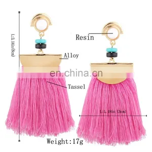 New Designs Gold Metal With Long Tassel Handmade Earrings thumbnail-1