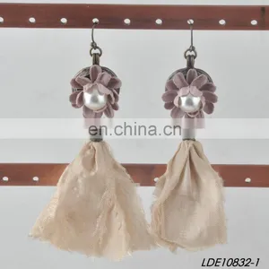 Abs Pearl Flower and Milky Tassel Earrings thumbnail-2