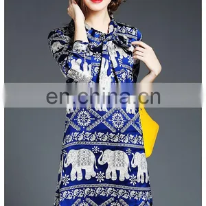 High Quality Ladies Front Short and Back Long Tunic Dress, Print Taffeta Petite Dress thumbnail-4