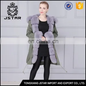 Couple Style Fashion Long Natural Fur Coat Fur Trim thumbnail-1