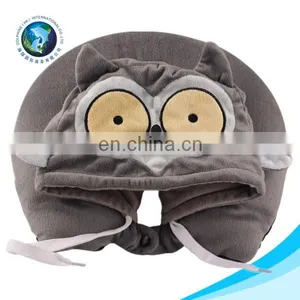 Various u Cushion Promotion u Shaped Neck Pillow With Hat Custom Cute Soft Plush Animal Design Rest Travel Neck Pillow thumbnail-3