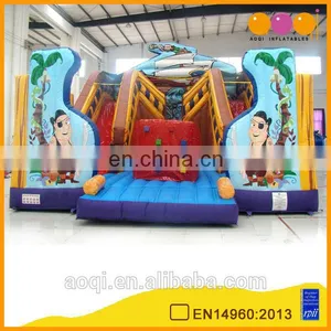 AOQI Kids Inflatable Toys Pirate Fun City Inflatable Commercial Grade Funny Inflatable Fun City With Slide for Sale thumbnail-1