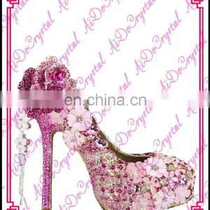 Aidocrystal Handmade Baby Pink With Hot Pink Luxury Elegant Closed Toe High Heels for Women Shoes thumbnail-1