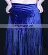 Plain Velvet Scarf With Fringe thumbnail-1