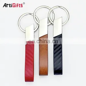 Custom Logo Metal and Leather Key Chain thumbnail-1