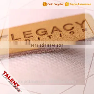 Custom Denim Hot Pressed Embossed Brand Name Genuine Brown Leather Label Patch thumbnail-6