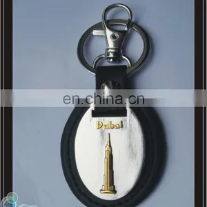 Good Quality Unique Design Initial Custom Leather and Plating Keychain thumbnail-1