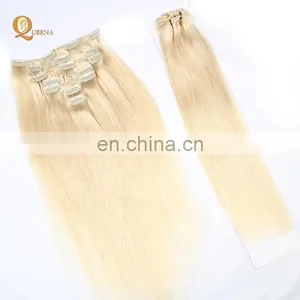 Factory Wholesale Platinum Blonde Indian Human Hair 150g 220g Remy Clip in Hair Extension thumbnail-2