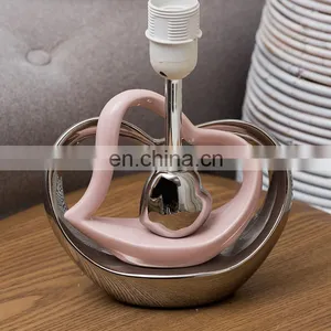 Novel Gift Item Custom Heart Shape Ceramic Base Cheap Office Hotel Pink Custom Table Lamps for Home Decor thumbnail-3