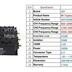 RF Passive Telecom Parts High Power LOW PIM Three Band Combiner for Base Station Combiner Triplexer thumbnail-2