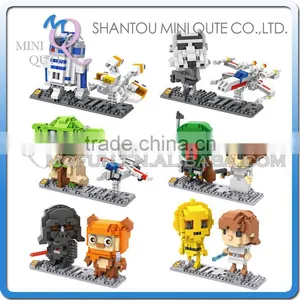 Mini Qute LOZ Kawaii Star War R2D2 Robot Yoda X-Wing Starfighter Darth Vader Plastic Building Blocks Brick Model Educational Toy thumbnail-1
