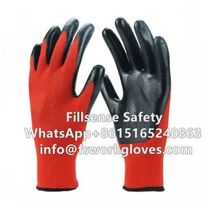 Factory Wholesale 13 Gauge Nylon/polyester Knit Smooth Palm Nitrile Coated Gloves thumbnail-1