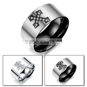 316L Stainless Steel Men's Ring Cross Retro Swagger Punk Rock Goth Band Boyfriend Gift thumbnail-1