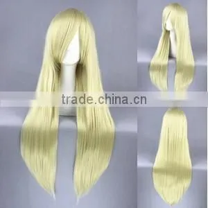 High Quality 80cm Long Straight Chobits AGATSUMA SOUBI Beige Synthetic Anime Wig Cosplay Hair Wig Party Wig thumbnail-2