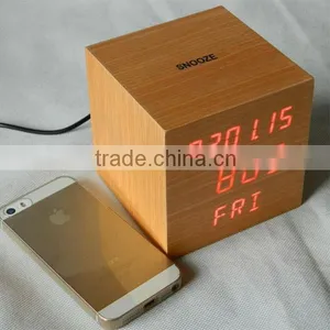 Digital LED Wood Table Clock With Calendar With CE thumbnail-1