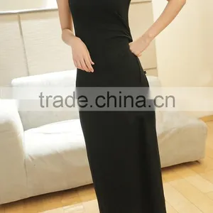 2014 Summer New Black Condole Belt Dress 100% Cotton Cheap Young Lady Dresses From China thumbnail-3