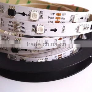 12V WS2811 30leds/m 5050SMD Digital RGB Dream Color Pixel LED Strip 10mm Black/White PCB 30led/m WS2811 Led Strip 10 IC thumbnail-1
