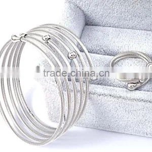 2016 Hot New Arrivals Bangles Stainless Steel Wire Multilevel Bracelet Jewelry Sets thumbnail-2