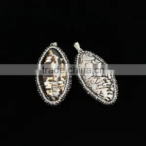 PC1614 2016 New Crystal Pave Leopard Skin Agate Marquise Eye Pendants thumbnail-1