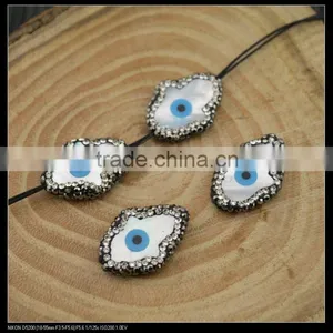 LFD-0048B Wholesale Palm Evil Eye Shell Pave Rhinestone Connector Beads For Bracelet Jewelry Making thumbnail-1
