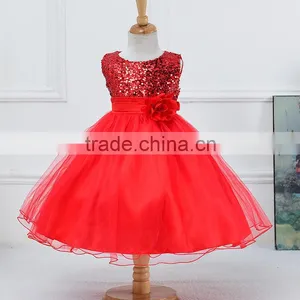 China Manufacture First Choice Fiesta Dresses Prom 2016 Fancy Red Applique Lace Flower Girl Skirt Sequined Beaded Wedding Dress thumbnail-1
