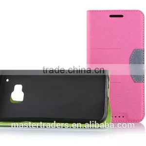 Frosted Auto Pull Flip Wallet PU Leather Case For HTC M9 MT-3024 thumbnail-2