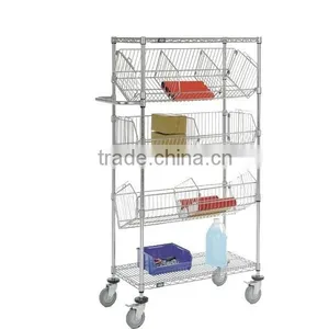 Double Side Metal Adjustable Wire Shelf With Wheels thumbnail-2