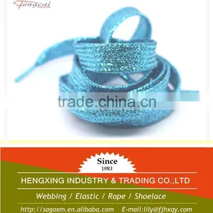 12mm Flat Single Color Blue Metallic Shoelace thumbnail-1