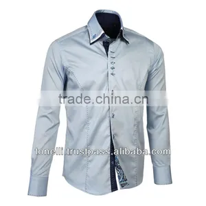 Mens Long Sleeve Pure Cottal Triple Collar Business for Men - Free DHL Express Shipping thumbnail-1