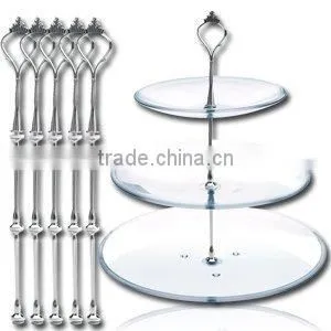 5 Set 3 Tier Metal Silver Cake Plate Stands Crown Centre Handle Rods Display Holder Fittings Wedding Party thumbnail-2