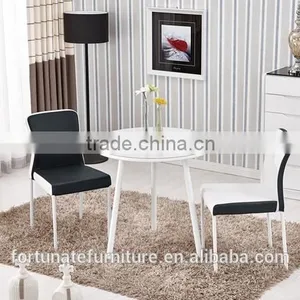 80cm White Color Round Tempered Glass Top Dining Table thumbnail-2