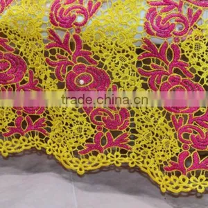 2015 New Fashion Lace Fabric for Nigerian Party With Pearls African Cord Lace Colorful Chemical Lace thumbnail-5