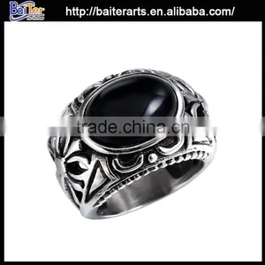 Popular Titanium Black Stone Ring, Antique Gemstone Ring With Black Stone thumbnail-1
