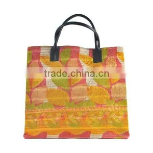 CheckOut~Our Stunning Collection Leather Handle Vintage Kantha Quilt Shoulder Bags Handbags~Sourced From Factory in India thumbnail-1