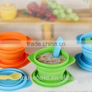 Food Grade BPA-Free, Non-toxic Baby & Toddler Foldable Silicone Bowl With Lids thumbnail-5