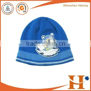 Knitting Pattern Hat Striped Knitted Beanie Children's Knitted Pom Pom Beanie thumbnail-2