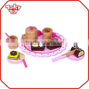Pink Cutting Game Playset Wooden Toy Tea Set Miniature Wooden Toys For Kids thumbnail-2