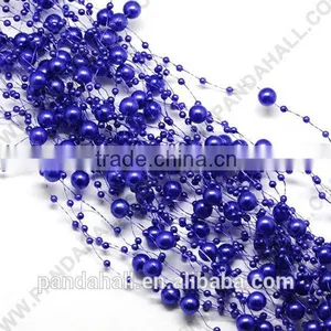 Plastic Pearl Beaded Cord, Jewelry Accessoires Rope, Christmas Decoration Material, Blue, 51"/strand(OCOR-G001-07) thumbnail-1