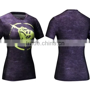 Guangzhou Custom Sublimation 3d Design T-shirts/3d Animal T-shirts/t-shirts Avengers Superman Compression Shirt for Women thumbnail-4