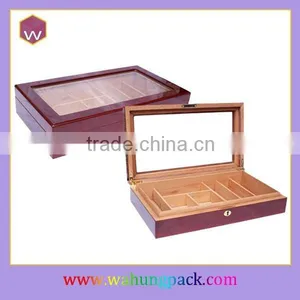 Glass Top Wooden Cigar Humidor Customized Gift Sets Box thumbnail-3