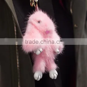 Bear Shape Mink Fur Keyring/ Lovely Shape Pendant/ Rex Mink Fur Rabbit thumbnail-2