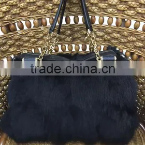 Women Real Fox Fur and Leather Splicing Handbags thumbnail-2