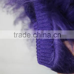 Purple Designer Style Real Mongolian Lamb Fur Leg Warmers thumbnail-3
