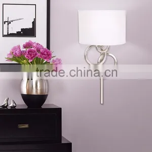 1017-1 Sleek Brushed Steel Finish Raindrops Falling on a Calm Body of Water Intertwining Circles Plug-In Wall Sconce thumbnail-2