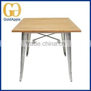 Wholesale Vintage Restaurant Dining Metal Legs Wood Table thumbnail-1