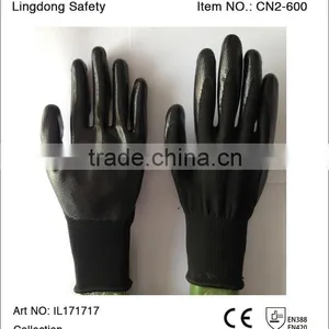 10 Gauges Nylon Knitted Working Glove With Black Nitrile Coated thumbnail-6