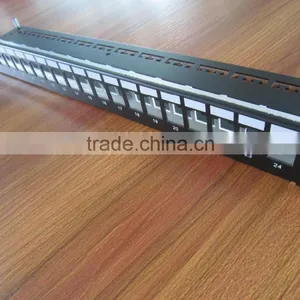 1U UTP RJ-45 Patch Panel Classic Black Black Aluminium For 24 K6/K5e Jacks thumbnail-6