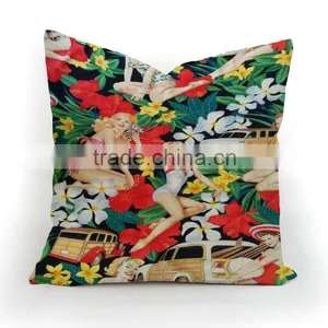 "Modern Lady" Style Printed Weave Pillow Cover For Cafe/Bar Decorative thumbnail-6