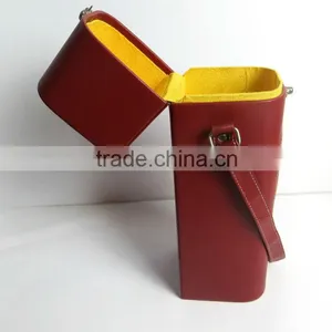 Custom the Last Packaging PU Leather Wine Box Wooden Box Packaging With Handle thumbnail-3