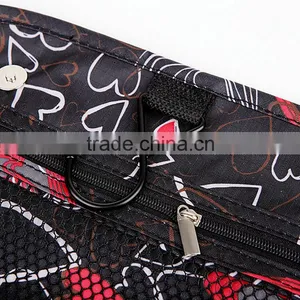 210D Nylon Plaid Floral Printing Toiletry Cosmetic Bag With Hanger thumbnail-5